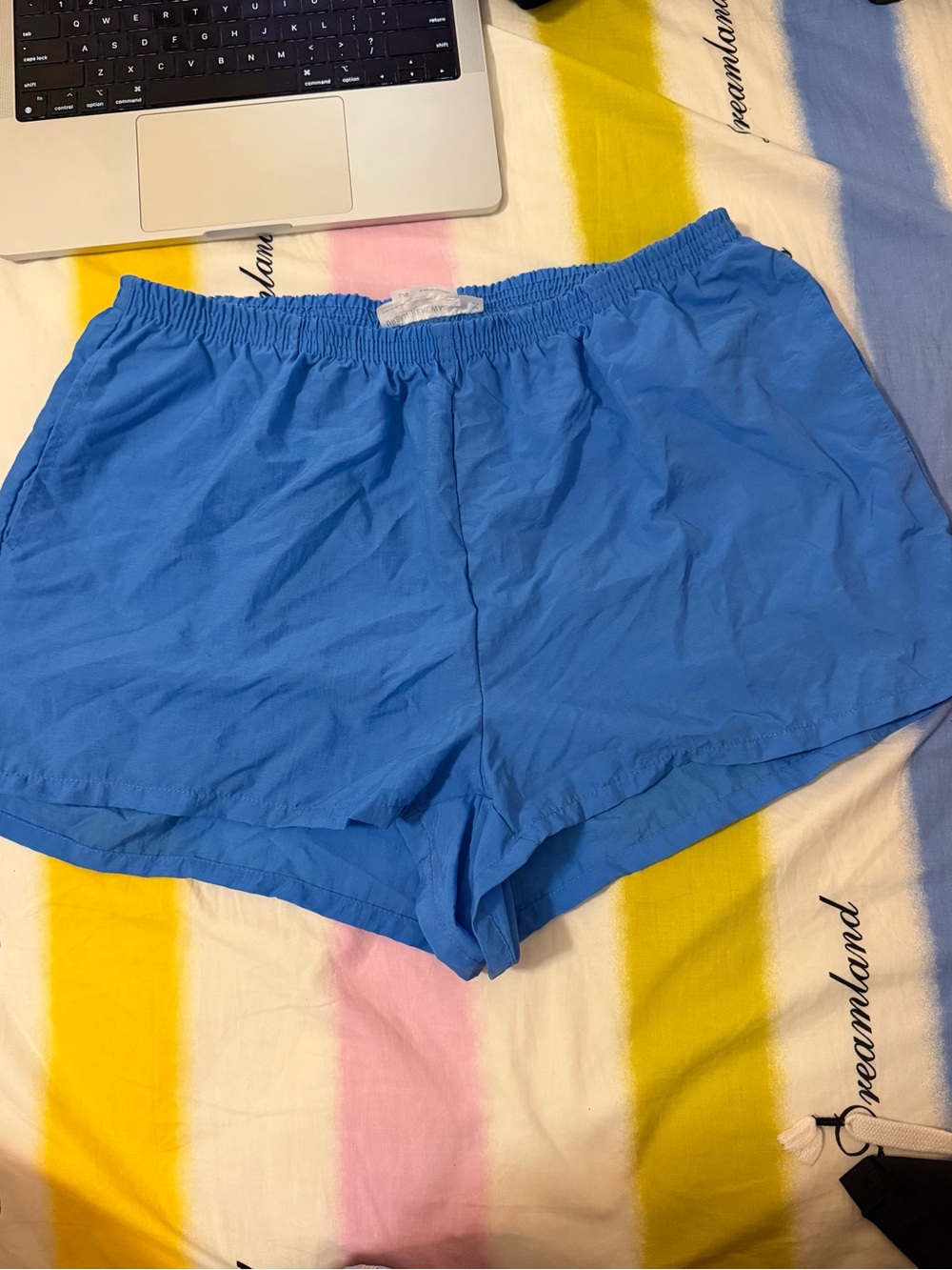 UO Urban Renewal Remnants Shorty Nylon Short Elastic Waist, Large, Light Blue